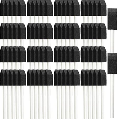 Leinuosen 200 Pcs 1" Black Foam Brush Bulk Sponge Paint Brush with Handle