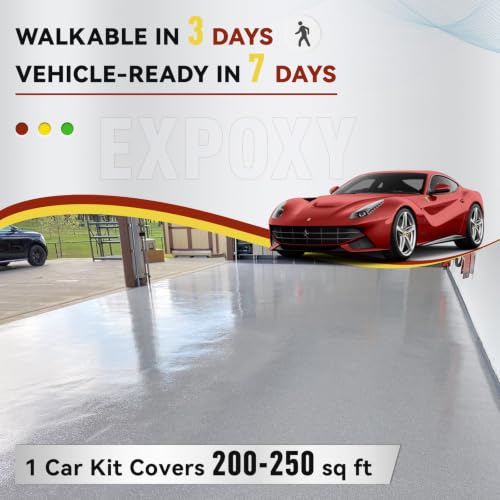 DWIL Garage Floor Epoxy Kit – Light Gray, 250sqft for Concrete - size: 110 Fl Oz (Pack of 1)