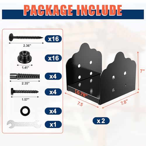 8x8 Post Base, 2Pcs Stainless Steel Adjustable Post Anchor Bracket - size: 8x8