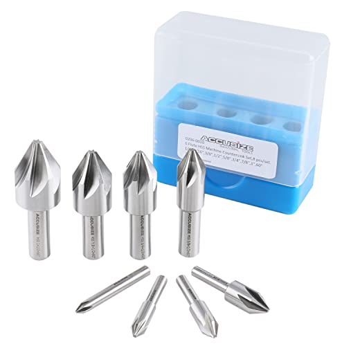 Accusize Industrial Tools 60 Degree 6 Flute H.S.S. Machine Countersink, 8 Pcs, Precision Ground, 0206-0010 - size: 60°