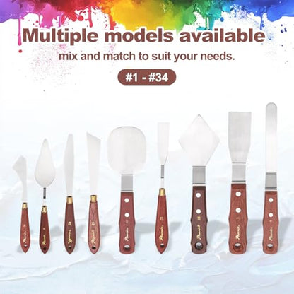 MECCANIXITY Pack of 1 Palette Knife No.30, 8.2" Long Palette Knives with Stainless Steel Flexible Spatula Pallet Knife and Wood Handle for Scraping, Mixing, Oil Acrylic Painting Canvas - style: No.30