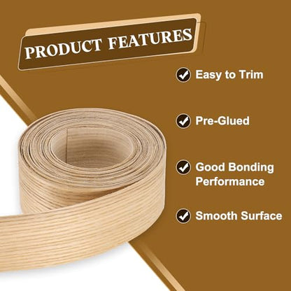 uxcell 1-1/2 Inch x 15ft Wood Veneer Edge Banding, Pre-Glued Flexible Ash Edging Strips, Iron on with Hot Melt Adhesive Wood Tape for Cabinet Repair and Furniture Restoration - size: 1-1/2 Inch x 15ft