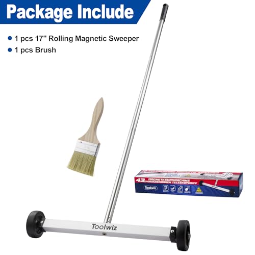 Toolwiz Magnetic Pick Up Sweeper 17-inch Wide, 8.8 Lbs Magnet Pull Force - size: 17 Inches