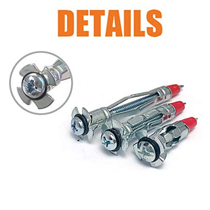 ISPINNER 52pcs Zinc Plated Steel Hollow Wall Drive Anchor Screws Assortment Kit for Drywall 35mm 46mm 59mm