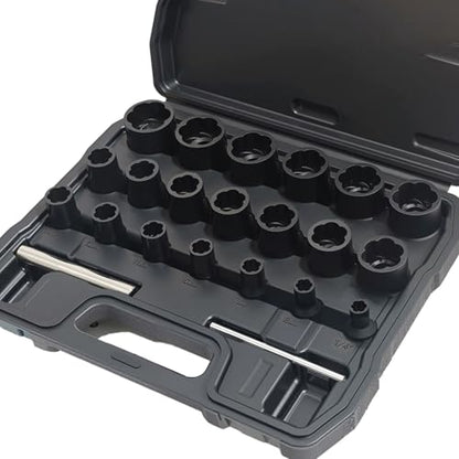 22pcs Bolt Nut Extractor Set Impact Lug Nut Removal Extractor Tool - size: Standard