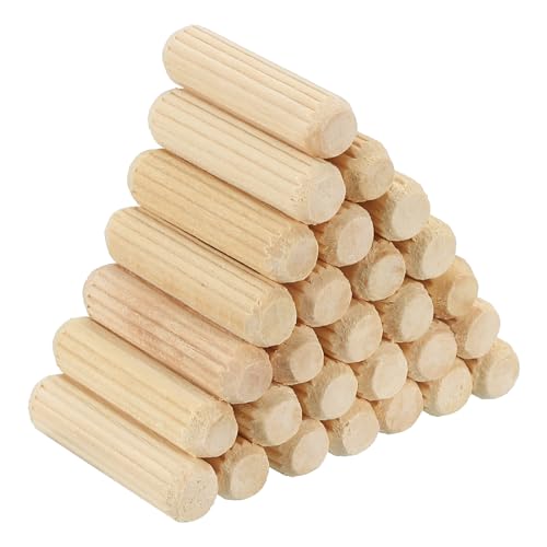 PATIKIL 5/16" x 1-3/16"(8 x 30mm) Wood Dowel Pins, 60 Pack Fluted Wooden Dowel Pin Straight Groove Rods for Furniture Door Art Crafts Projects - size: 5/16" x 1-3/16"