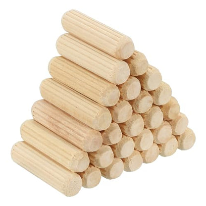 PATIKIL 5/16" x 1-3/16"(8 x 30mm) Wood Dowel Pins, 60 Pack Fluted Wooden Dowel Pin Straight Groove Rods for Furniture Door Art Crafts Projects - size: 5/16" x 1-3/16"