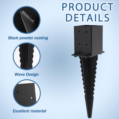 4 Pcs 4"x 4"Fence Post Anchor Ground Spike 22”(Fit 3.6"x 3.6") Post - size: 22 Inch