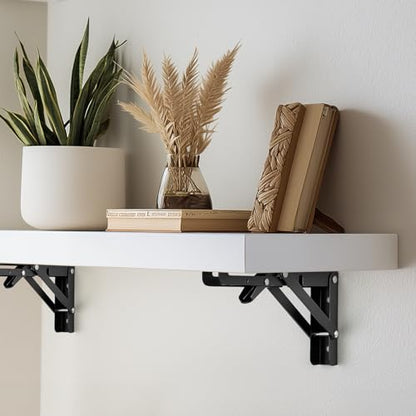 Matte Black Folding Shelf Brackets, 18 Inch, 2 Pack - size: 18 Inch