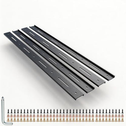 C Channel Steel Support Metal Support Bracing Hidden C Bracket for Table Top Live Edge Slab Woodworking, Black Coat Finish, 6 Holes (4 Pack, 32 Inch) - size: 32 Inch, style: 4 PACK