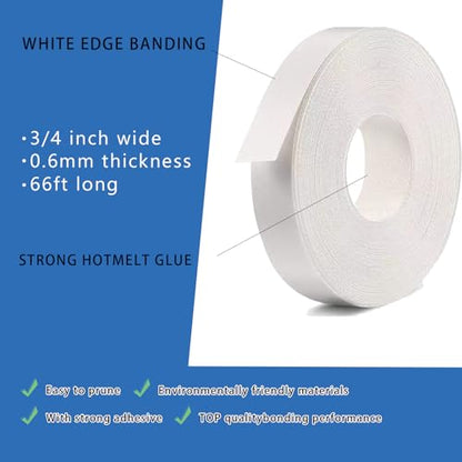 Melamine Edge Banding, 3/4 inch x 82ft White Edge Banding
