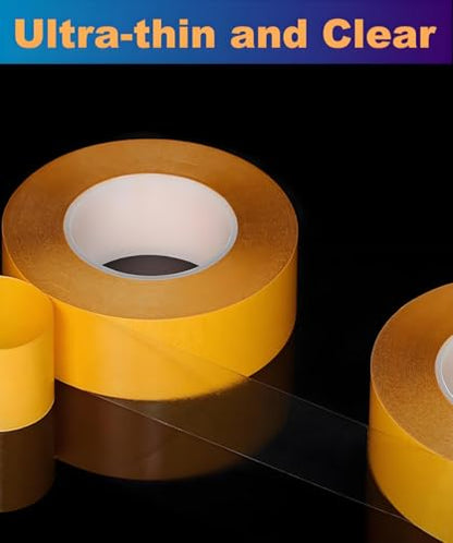Ultra-Thin Double Sided Tape 1/2 inch by 66FT Two Sides Sticky Tape with Transparent Adhesive, for DIY Arts & Crafts, Scrapbook, Gift Wrap, Card Making, Fixed Clothes, Wall Poster Mounting, LED Strips - size: 0.5 inch x 66 feet