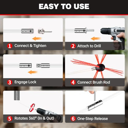 Chimney Sweep Kit - 46 Feet, Chrome Button Locking System, 14 Flexible Rods - size: 46 FT