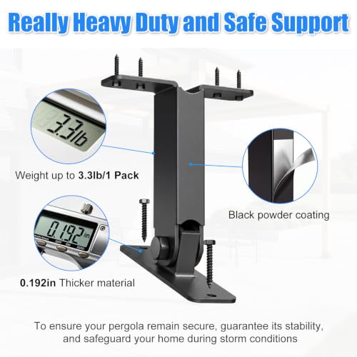 Heavy Duty Roof Riser Brackets, 180° Adjustable Patio Roof Riser, Black Metal Roof Riser Brackets for Patio Cover, Pergola, Gazebo, Wood Post (1 Pack) - color: Adjustable base, size: 1pcs