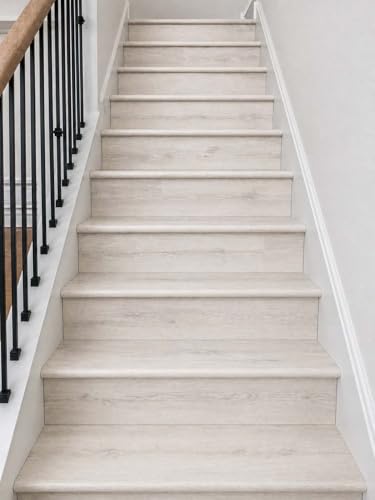 Luxury Vinyl Plank Flush Stair Nose Kit – Tread + Riser Combo (Ash Gray) - color: Ash Gray