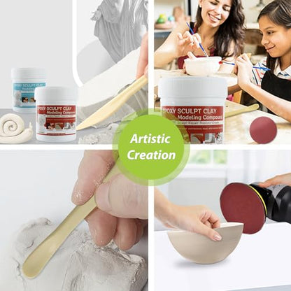 Gray Epoxy Sculpt Clay - 2 Part Epoxy Putty Modeling Compound for Sculpting, Modeling, Building, Repairing, Self-Hardening Magic Sculpt Clay Repairs Metal, Wood, Tile, Ceramics, Plastic, 1 Pound - color: Natural, size: 1 Pound