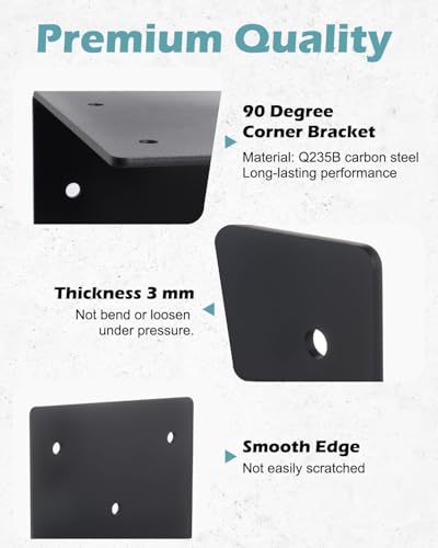 4 Pcs Heavy Duty Steel Corner Bracket, 6"x6"x5" Angle Bracket - style: 4 Pcs