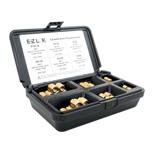 E-Z LOK Thread Insert Assortment Kit for Hard Wood, 6-32 to 0.375-16 - size: 6-32 to 3/8-16, style: Brass