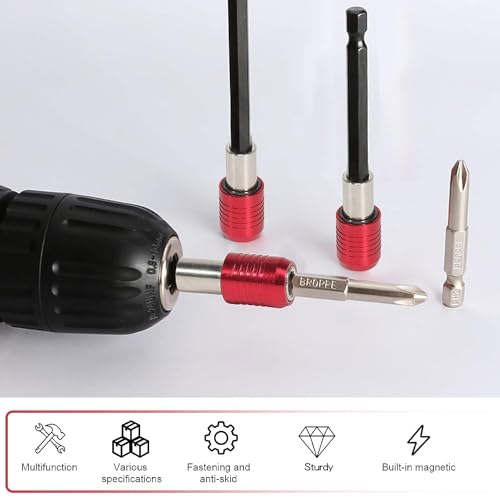 Mwellewm Drill Bit Extension Set, 4Pcs Magnetic Drill Screwdriver Bit Holder Bar Chuck Adapter Extender 1/4 inch Hex Quick Release Bit Holder for Impact Driver Screws Nuts Drill (Pack of 2) - size: One Size (Pack of 2)
