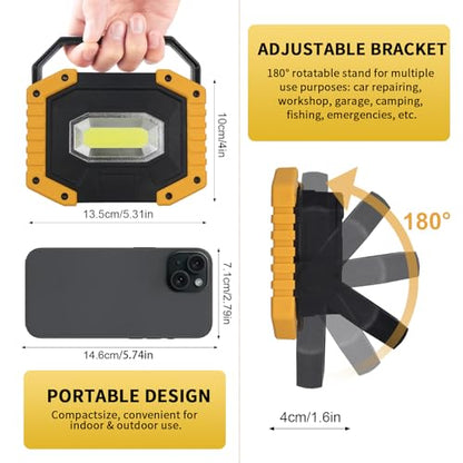 AUMIO 2-Pack Rechargeable COB LED Work Lights, Portable Flood Light