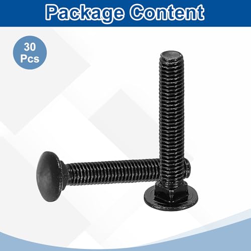 uxcell 30Pcs Carriage Bolts, M5 x 30mm Stainless Steel 18-8 (304) - color: Black, size: M5 x 30mm