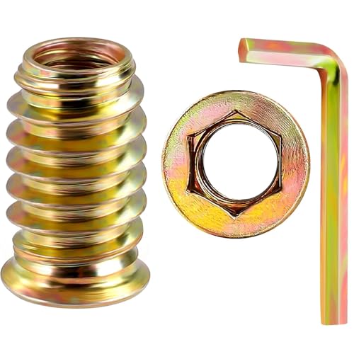 40 PCS 1/4"-20 x 10mm Threaded Inserts for Wood, Hex Drive Screw-in Nutserts Furniture Connector Fastener, Wooden Products & Models - color: 1/4X20-10