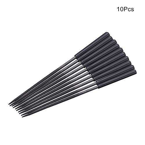 Utoolmart Carbon Steel Needle File, 10-Pieces Mini Steel Needle File Set, 3mm x 140mm Round Files Tools with Plastic Handle, for Metal Glass Stone with Fine Sanding - size: 140mm