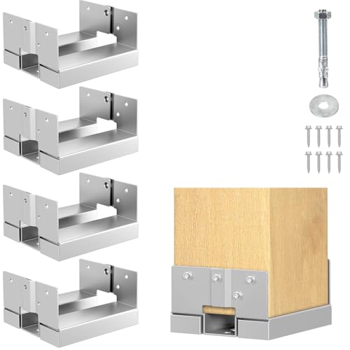 4-Pack 8x8 Deck Post Base for Concrete Galvanized Wood Beam Anchor - size: 4Pcs-8IN, style: Galvanized