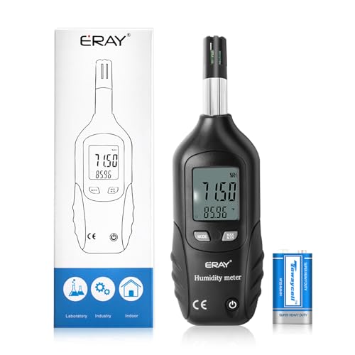 ERAY Digital Psychrometer Thermometer Hygrometer with Backlight - color: Black