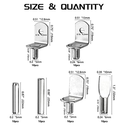WMYCONGCONG 150 PCS Shelf Bracket Pegs Kit, 7 Styles Shelf Pins Shelf Support Pegs Cabinet Shelf Holders Pegs for Shelves Book Shelf Closet Metal Nickel Plated