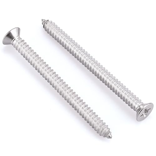 #12 x 2-3/4" Flat Head Sheet Metal Screws, 304 Stainless Steel (18-8), Phillips Drive, Self Tapping, Corrosion Resistant Screws for Wood, Sheet Metal and More, 25 Pack - size: #12 x 2-3/4"