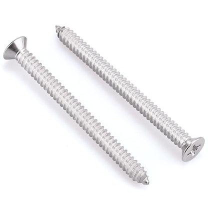 #12 x 2-3/4" Flat Head Sheet Metal Screws, 304 Stainless Steel (18-8), Phillips Drive, Self Tapping, Corrosion Resistant Screws for Wood, Sheet Metal and More, 25 Pack - size: #12 x 2-3/4"