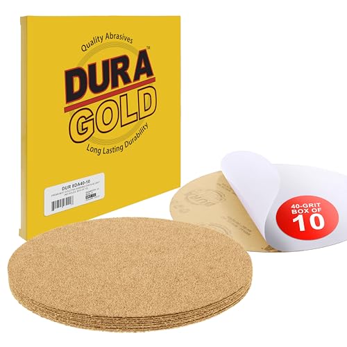 Dura-Gold 8" Gold PSA Sanding Discs, 40 Grit (Box of 10) - Self Adhesive - size: 40-Grit