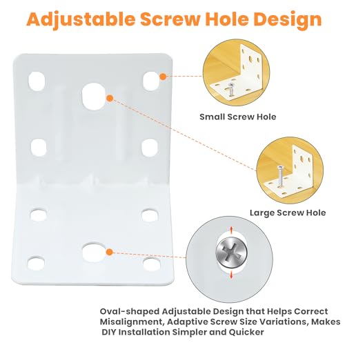 Alise 20 Pack White 2x2in L Brackets Heavy Duty Metal for Wood Furniture - color: White, size: (20P) 2X2 inch