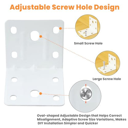 Alise 20 Pack White 2x2in L Brackets Heavy Duty Metal for Wood Furniture - color: White, size: (20P) 2X2 inch