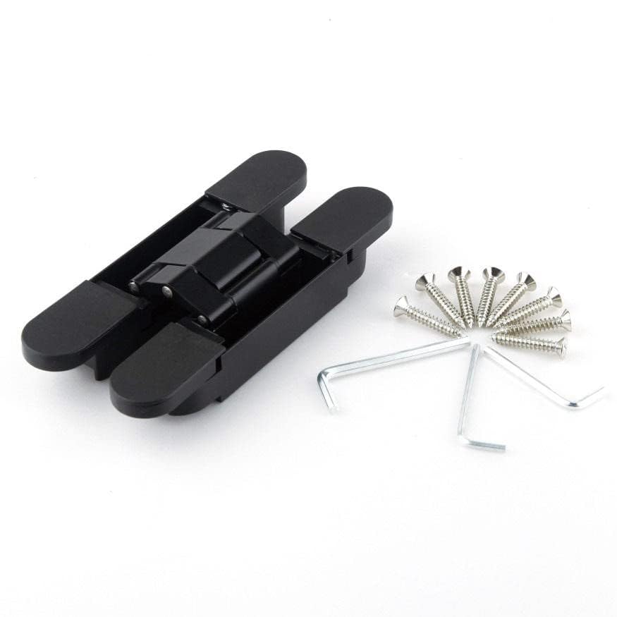 Ranbo 6 Inch Hidden Door Hinge, 3D Adjustable, Zinc Alloy Hardware Kit - size: 6 inch Black