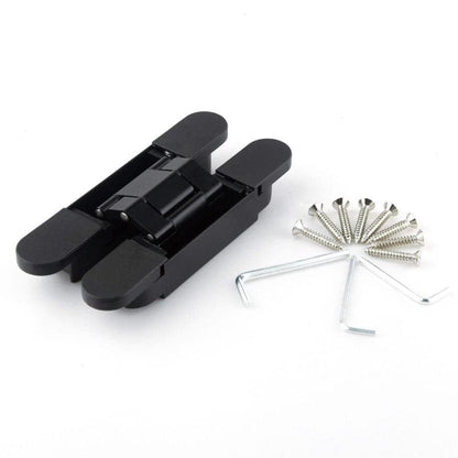 Ranbo 6 Inch Hidden Door Hinge, 3D Adjustable, Zinc Alloy Hardware Kit - size: 6 inch Black