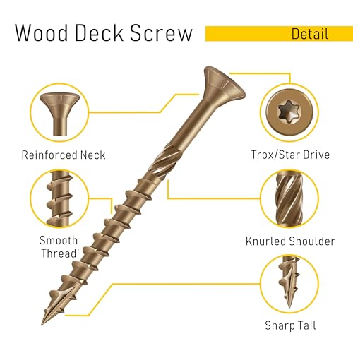 150pcs Deck Screws #8 x 1 Inch Wood Screw Star/Trox Drive Structural Screw for Timber, Log, Landscaping Wood Etc. - color: Brown, size: #8 x 1"