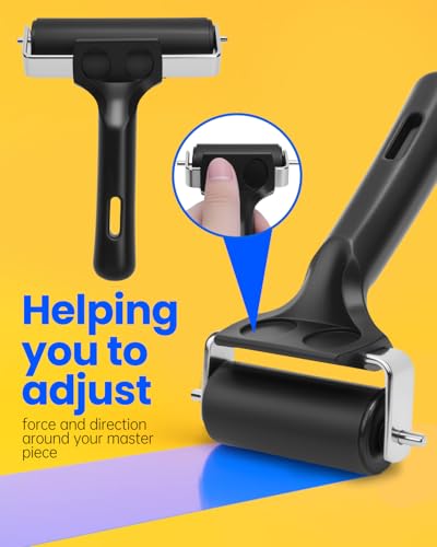 UCEC 3 Pack Brayer Rollers for Printmaking, Rubber Roller for Paint&Crafts - color: 2.4+4+7.9 Inch-Black
