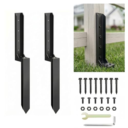 Fence Post Repair Kit: 2-Pack Ground Spike Heavy Duty Stake - 30in Fence Post Anchor - Stabilize Tilted Or Aging Posts 15in Deep - for Repair Tilted Or Broken Wood Fences Post