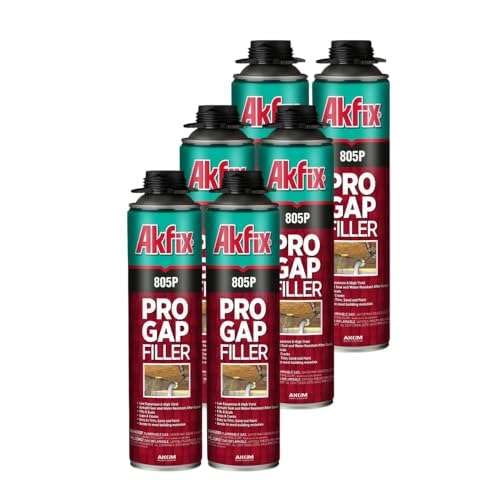 Akfix 805P PRO Gap Filler Expanding Foam Sealant (6x24 Oz.) - Insulating Foam Sealant, Low Expansion Foam for Sound & Heat Insulation, Window & Door | Gun Use, Gun NOT Included | 24 Oz. 6 Pack - size: Gap Filler Foam 24oz