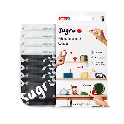 Sugru Silicone Super Glue - Waterproof All Purpose Wall Putty + Moldable Glue for Crafting + DIY Home Improvement - Removable + Kid-Safe - Indoor/Outdoor Use - 8 Pack - Black + White (3.5g/ea) - color: Black & White