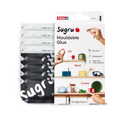 Sugru Silicone Super Glue - Waterproof All Purpose Wall Putty + Moldable Glue for Crafting + DIY Home Improvement - Removable + Kid-Safe - Indoor/Outdoor Use - 8 Pack - Black + White (3.5g/ea) - color: Black & White