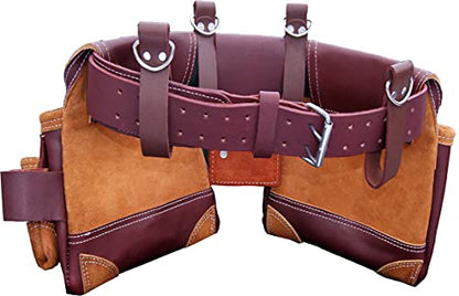 PRO-20. Premium Grain Leather Tool Belt, Construction Tool Rig, Leather Tool Pouches, Carpenters Belt, Tool Rig, Roofer’s, Drywaller’s Tool Belt, Framer’s Belt (Maroon)