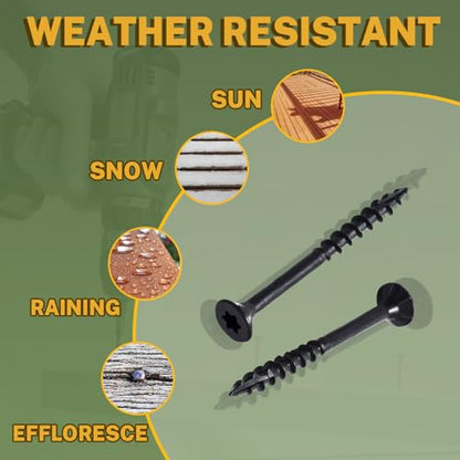 LIONMAX Deck Screws 5 Inch, Wood Screws #10 x 5, 300 PCS, Black - color: Black, size: #10 x 5"