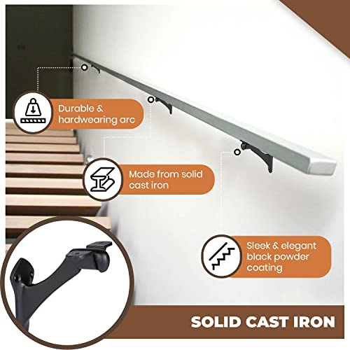 A29 Heavy Duty Cast Iron Handrail Brackets, Black Powder Coat, Set of 4