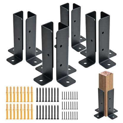 8 PCS Adjustable Deck Post Anchor Base Brackets Fit 1.5x1.5,2x2,2x4,4x4 Post, Wood Fence Pergola Post Base Brackets Kit for Decking, Fencing, Pergola, Railing, Mailbox Mount, Patio Covers - size: 8 pieces