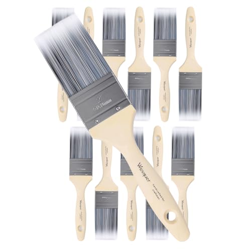 Wesquer 2 Inch Flat Paint Brushes 12 Pack Bulk Professional Wall Furniture - size: 2 inch (12 pack)