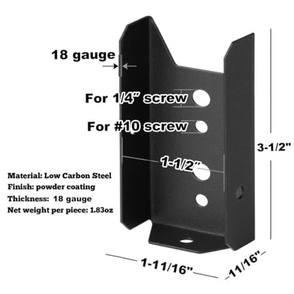 GBGS 20 Pack 2x4 Fence Brackets for Wood Railing,Black,18 Gauge