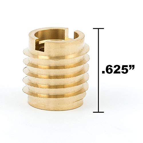 E-Z LOK 400-624 Threaded Inserts for Wood, Installation Kit, Brass, Includes 3/8-24 Knife Thread Inserts (5), Drill, Installation Tool - size: 3/8-24 (5 Count)